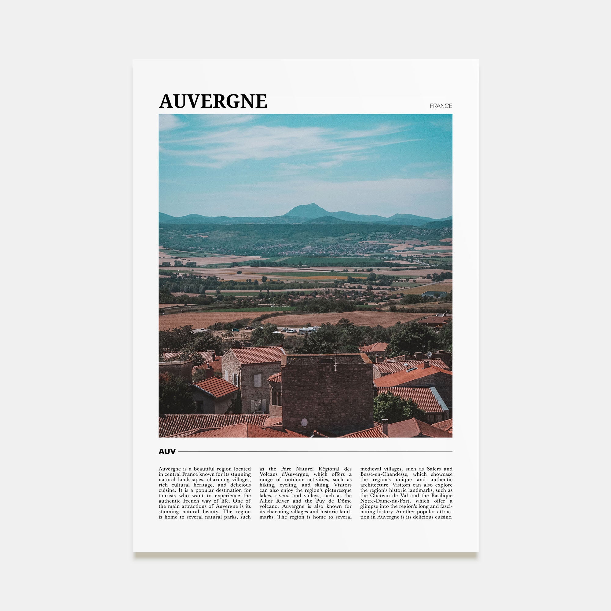 Auvergne Travel Color Poster