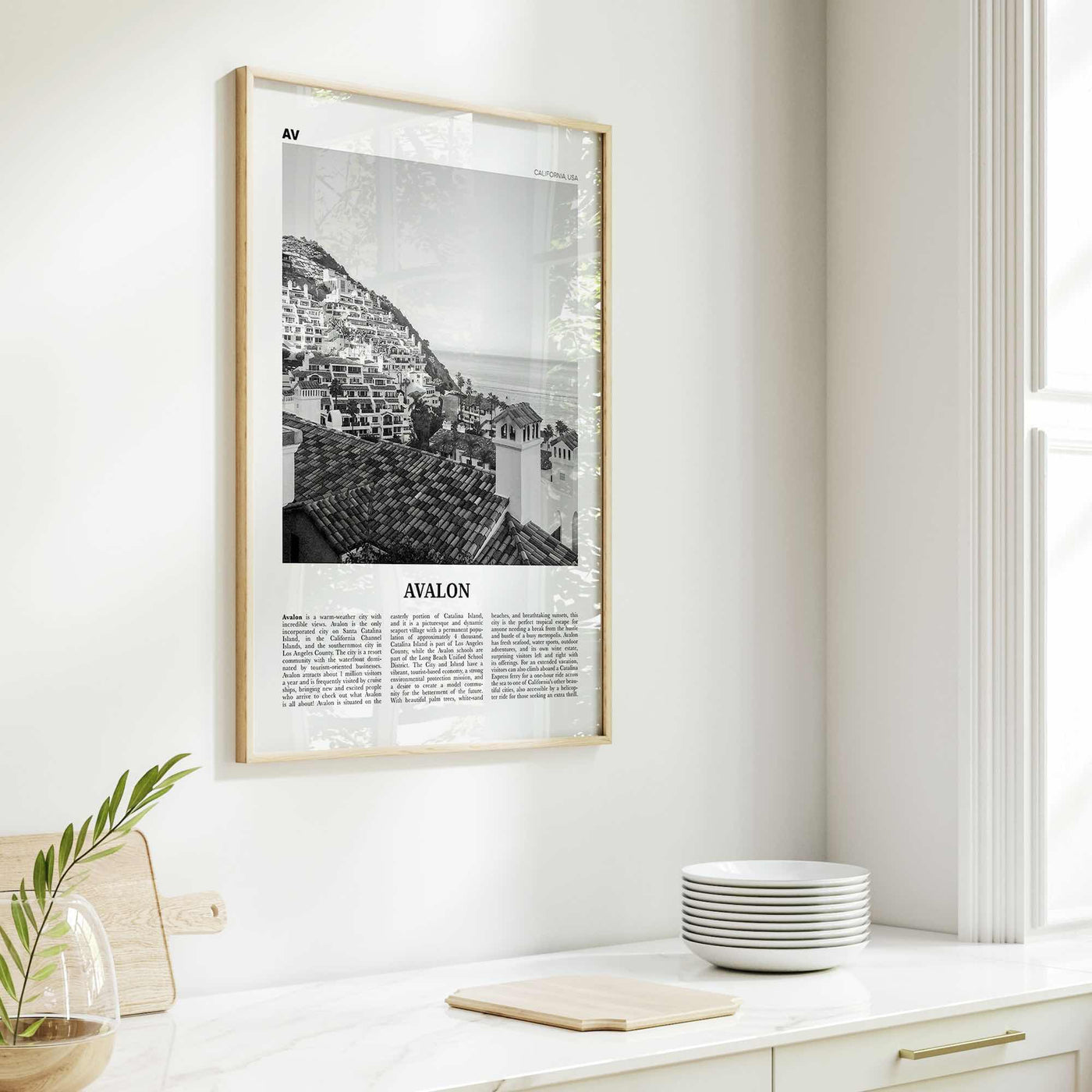 Avalon Print Black and White California, Avalon Wall Art, Avalon Poster, Avalon Photo, Santa Catalina, California, United States