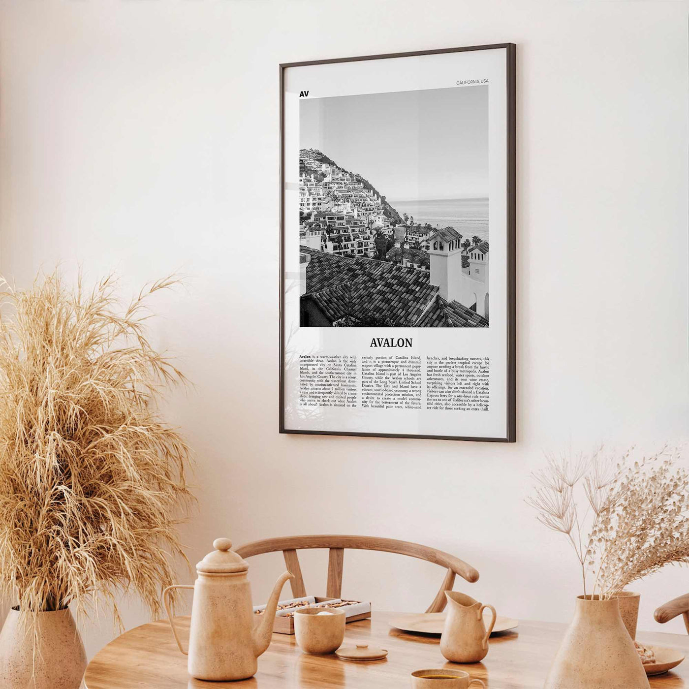 Avalon Print Black and White California, Avalon Wall Art, Avalon Poster, Avalon Photo, Santa Catalina, California, United States