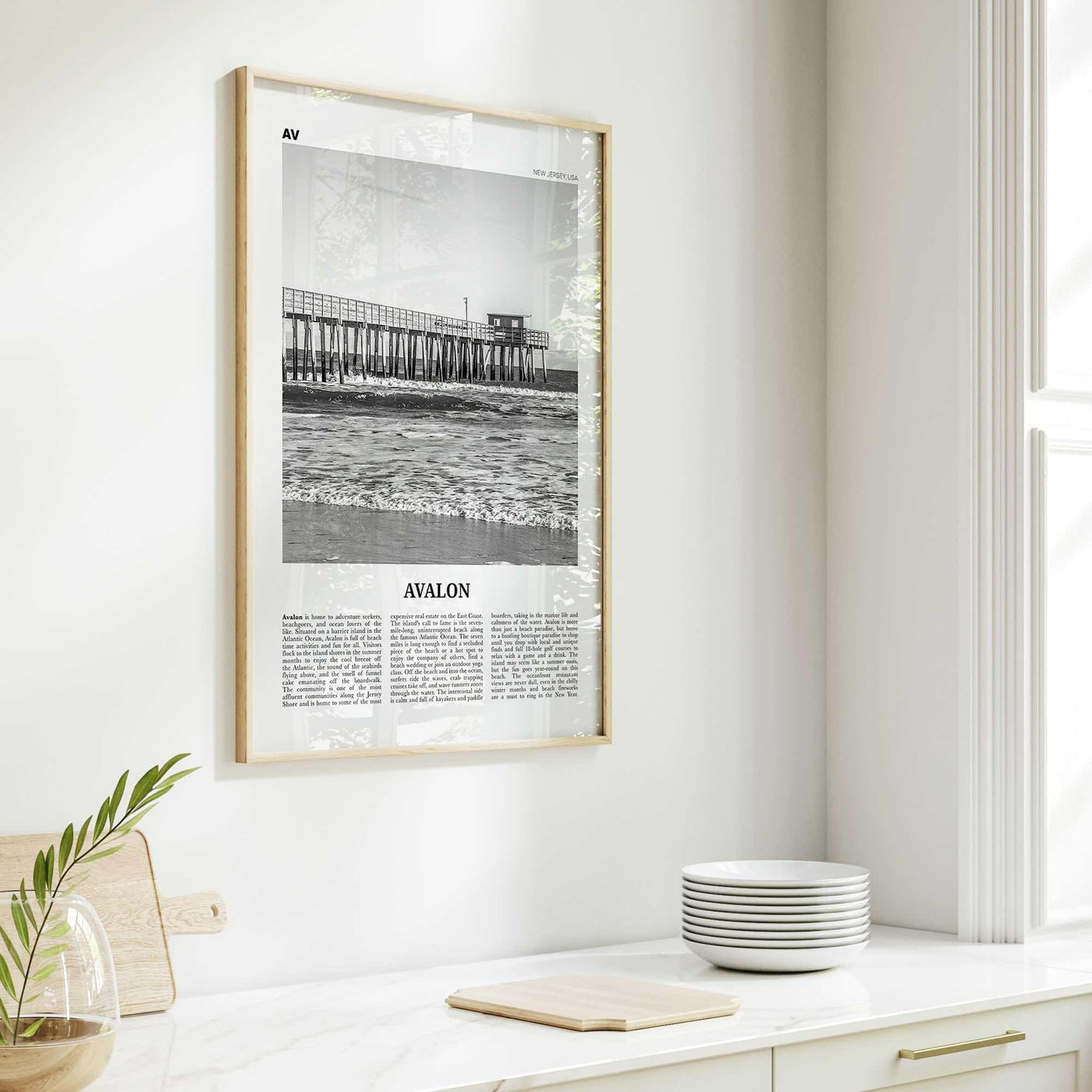 Avalon Print Black and White New Jersey, Avalon Wall Art, Avalon Poster, Avalon Photo, Avalon Wall Décor, Avalon Map, United States