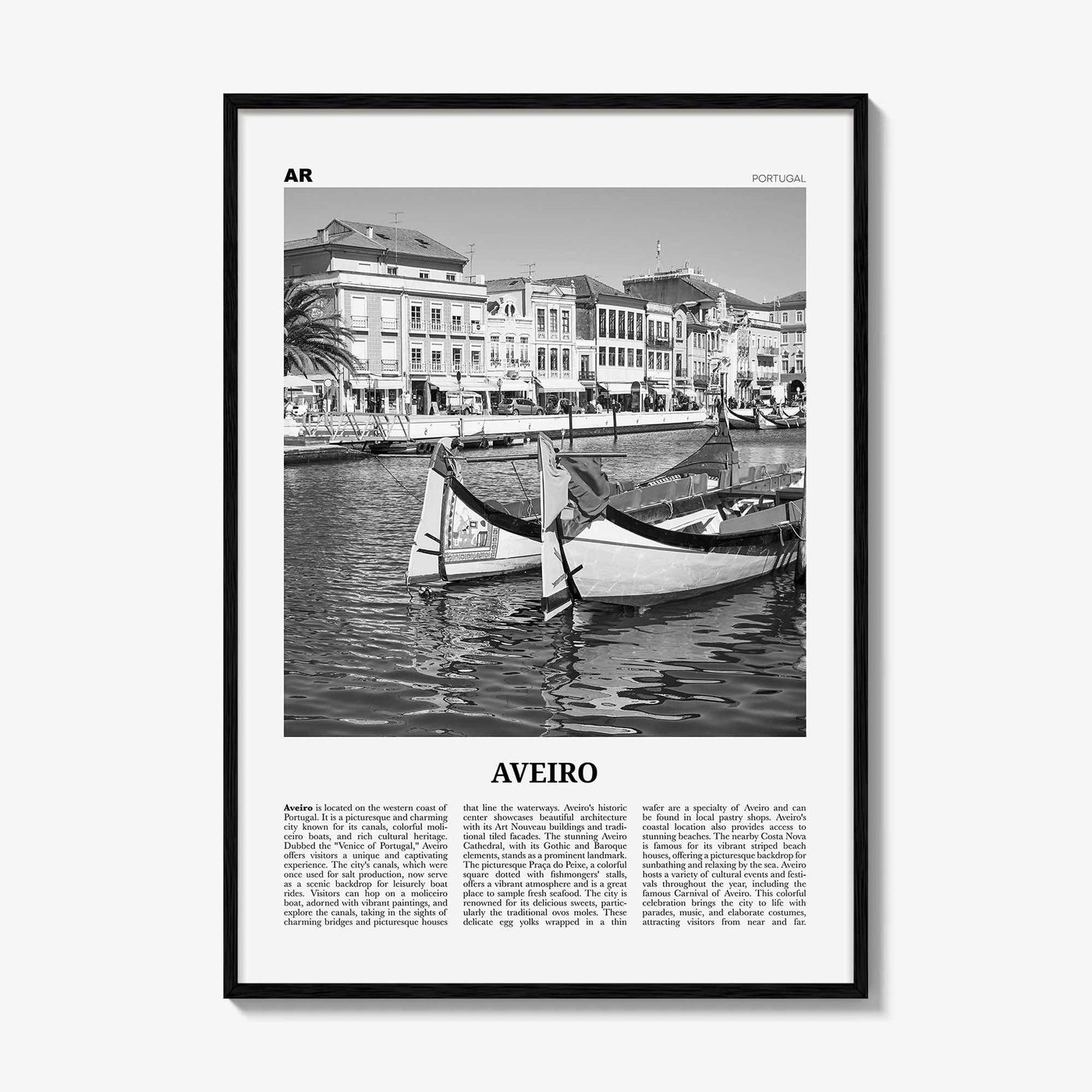 Aveiro Print Black and White, Aveiro Wall Art, Aveiro Poster, Aveiro Photo, Aveiro Wall Décor, Aveiro Map, Portugal