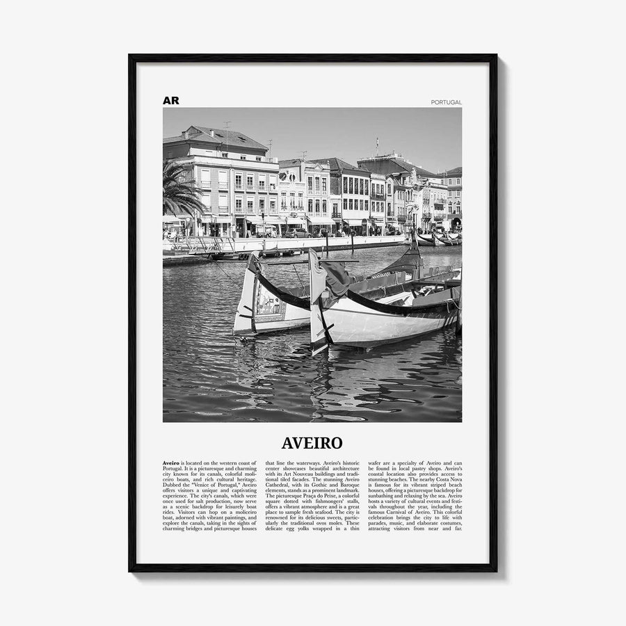 Aveiro Print Black and White, Aveiro Wall Art, Aveiro Poster, Aveiro Photo, Aveiro Wall Décor, Aveiro Map, Portugal