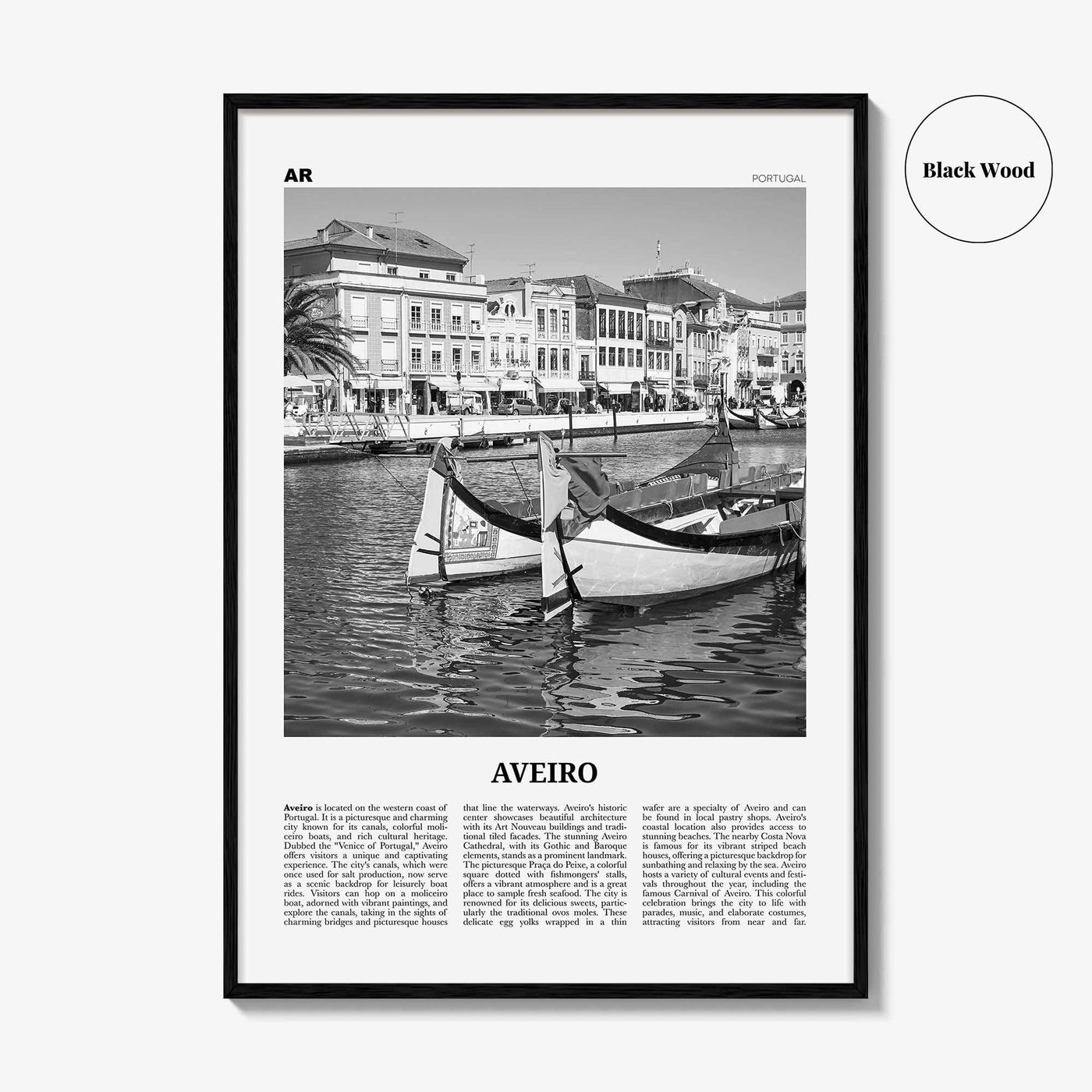 Aveiro Print Black and White, Aveiro Wall Art, Aveiro Poster, Aveiro Photo, Aveiro Wall Décor, Aveiro Map, Portugal
