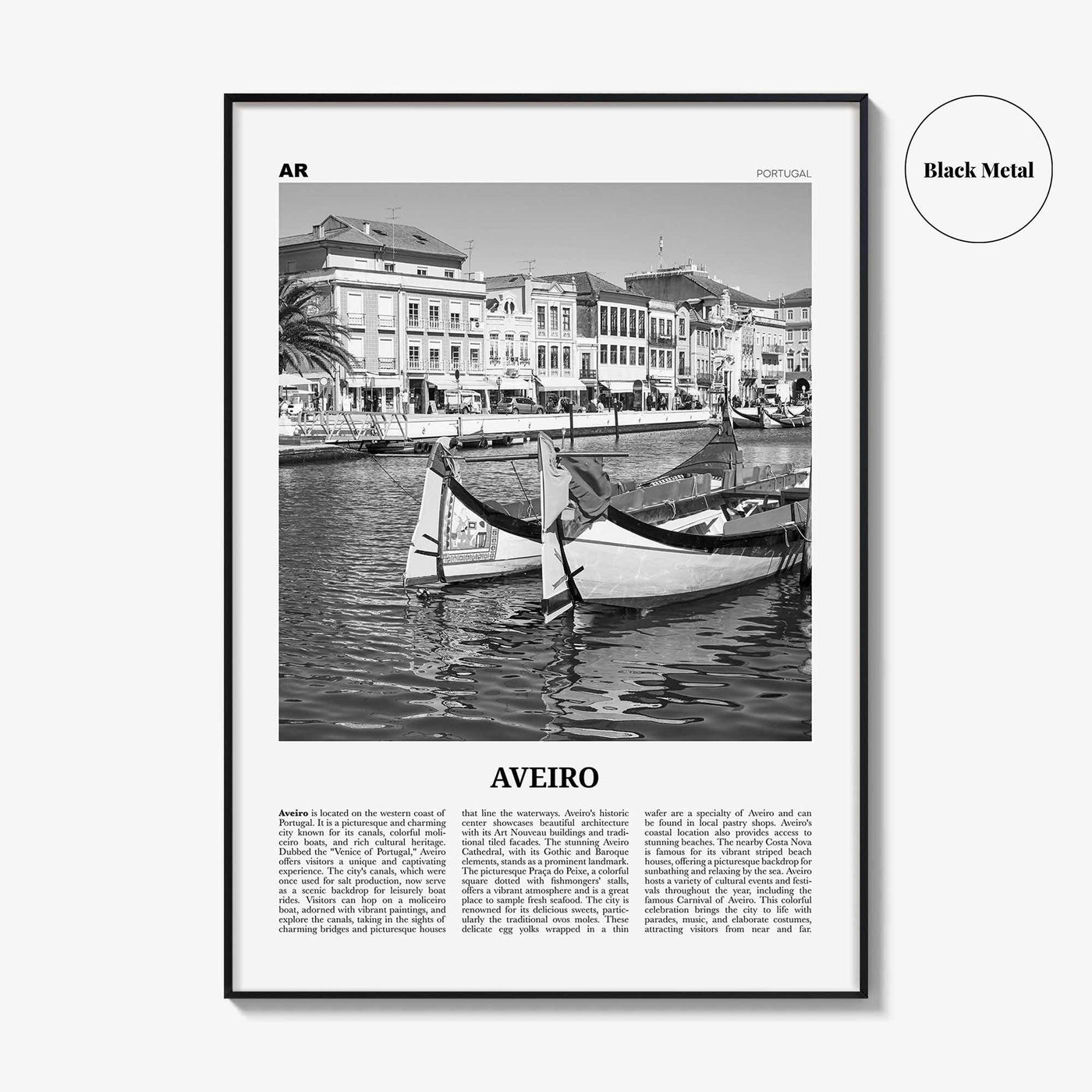 Aveiro Print Black and White, Aveiro Wall Art, Aveiro Poster, Aveiro Photo, Aveiro Wall Décor, Aveiro Map, Portugal