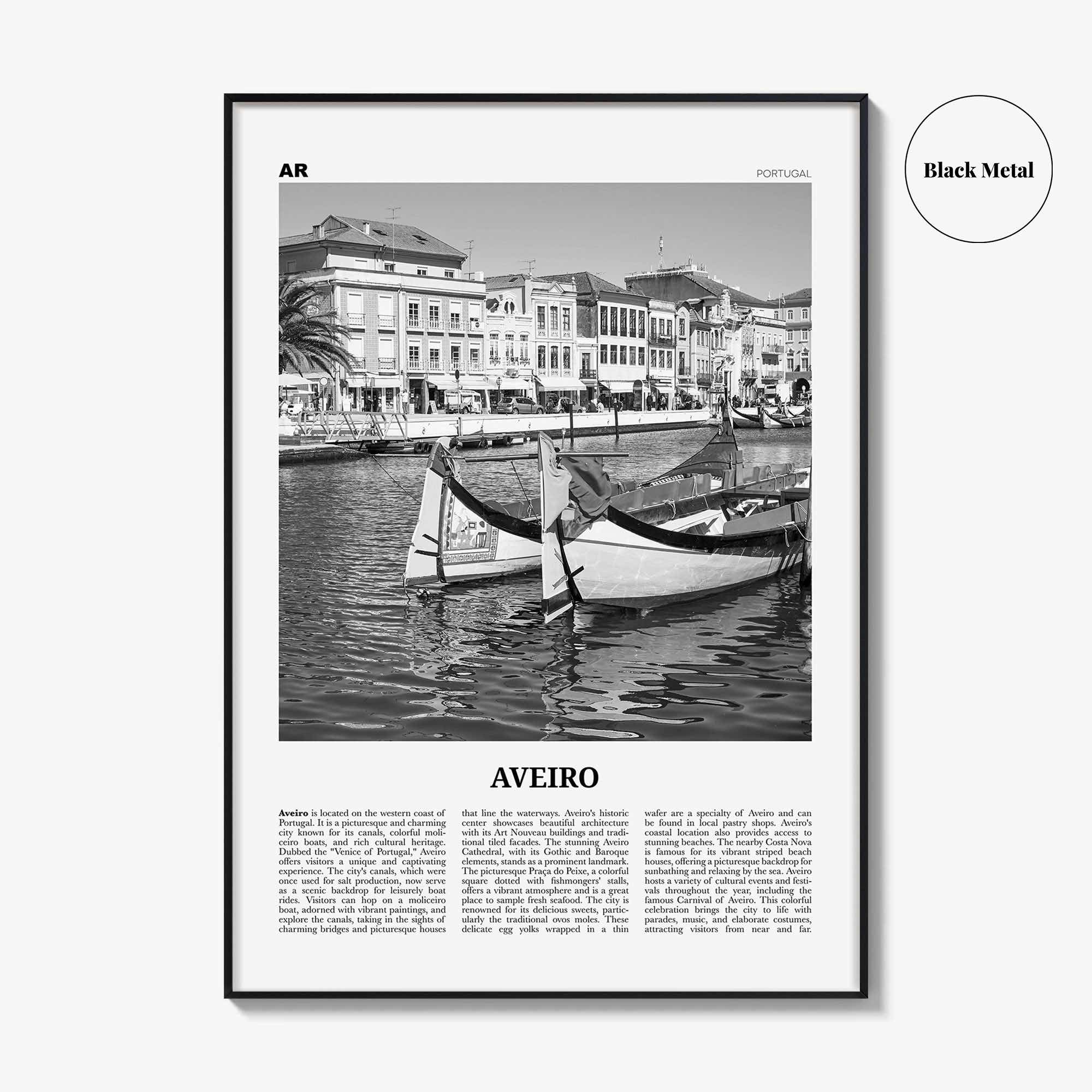 Aveiro Print Black and White, Aveiro Wall Art, Aveiro Poster, Aveiro Photo, Aveiro Wall Décor, Aveiro Map, Portugal