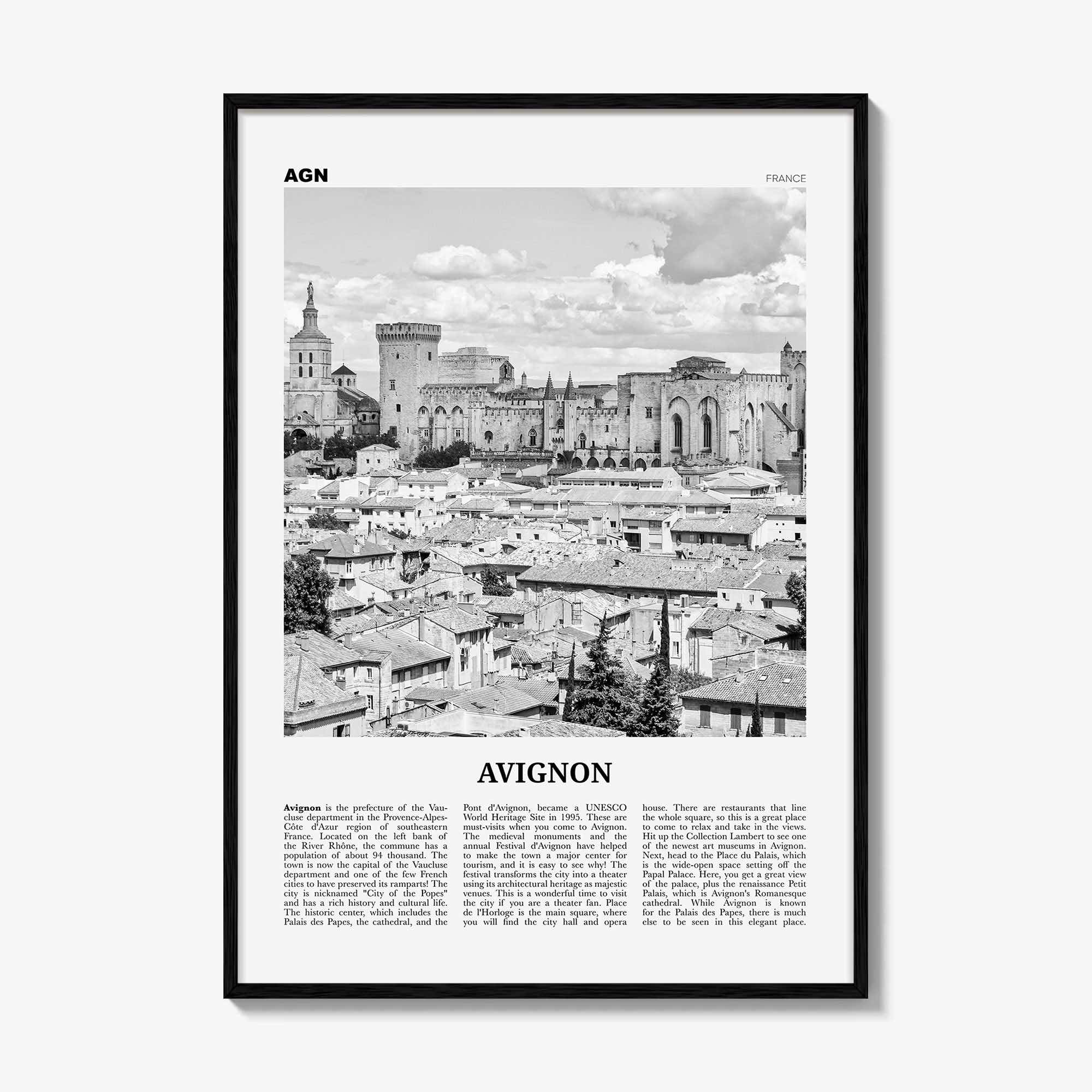 Avignon Print Black and White, Avignon Wall Art, Avignon Poster, Avignon Photo, Avignon Wall Décor, France, Avenio, Alpes-Côte d'Azur