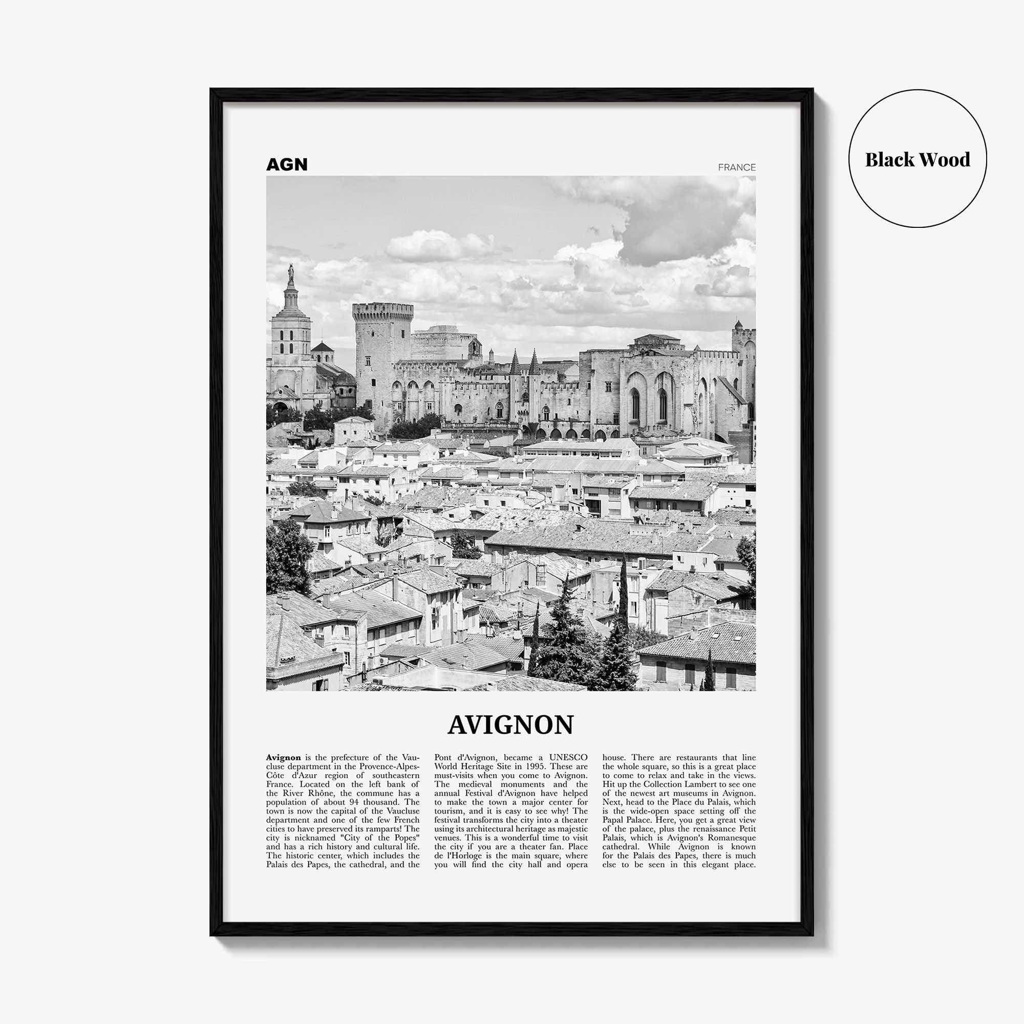 Avignon Print Black and White, Avignon Wall Art, Avignon Poster, Avignon Photo, Avignon Wall Décor, France, Avenio, Alpes-Côte d'Azur