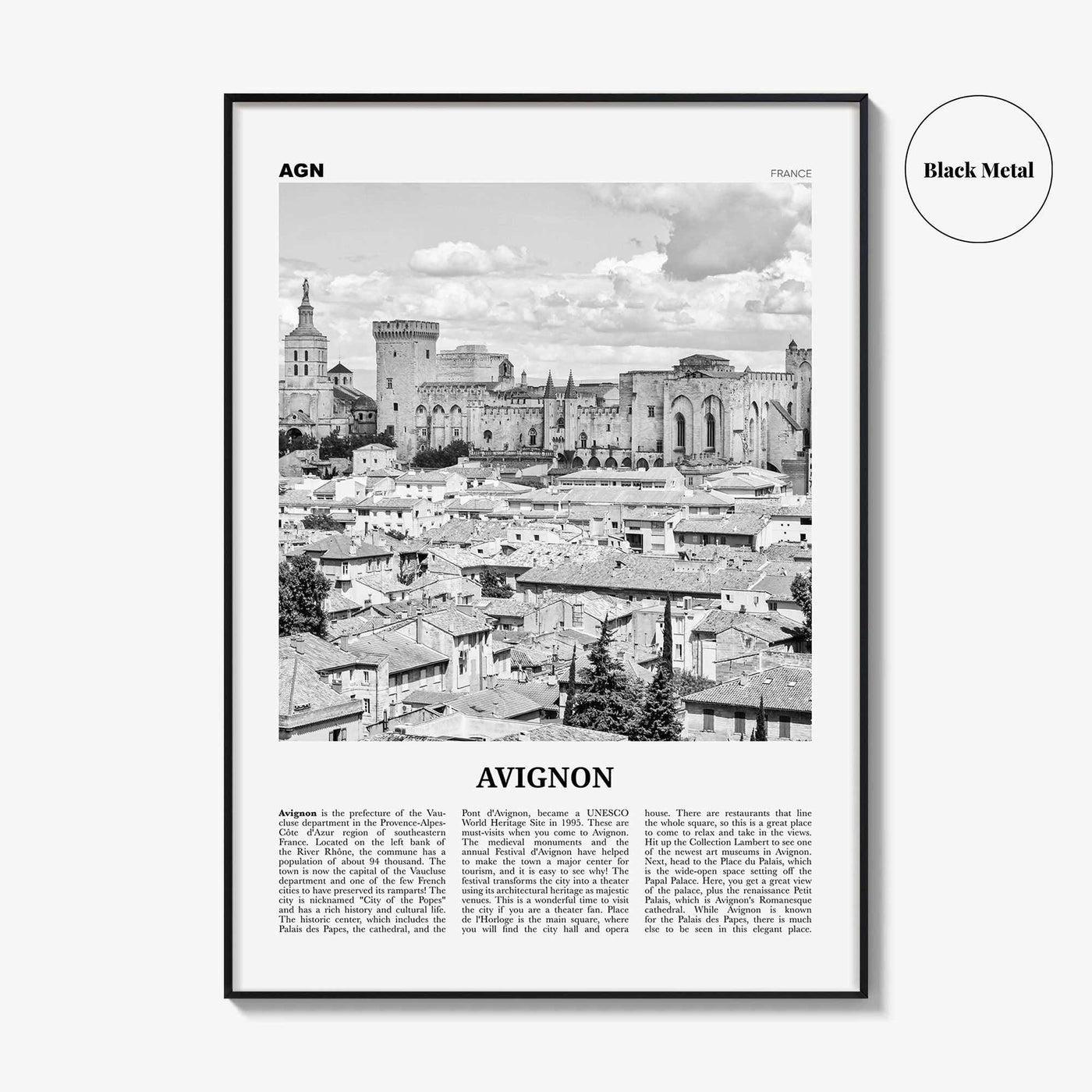 Avignon Print Black and White, Avignon Wall Art, Avignon Poster, Avignon Photo, Avignon Wall Décor, France, Avenio, Alpes-Côte d'Azur