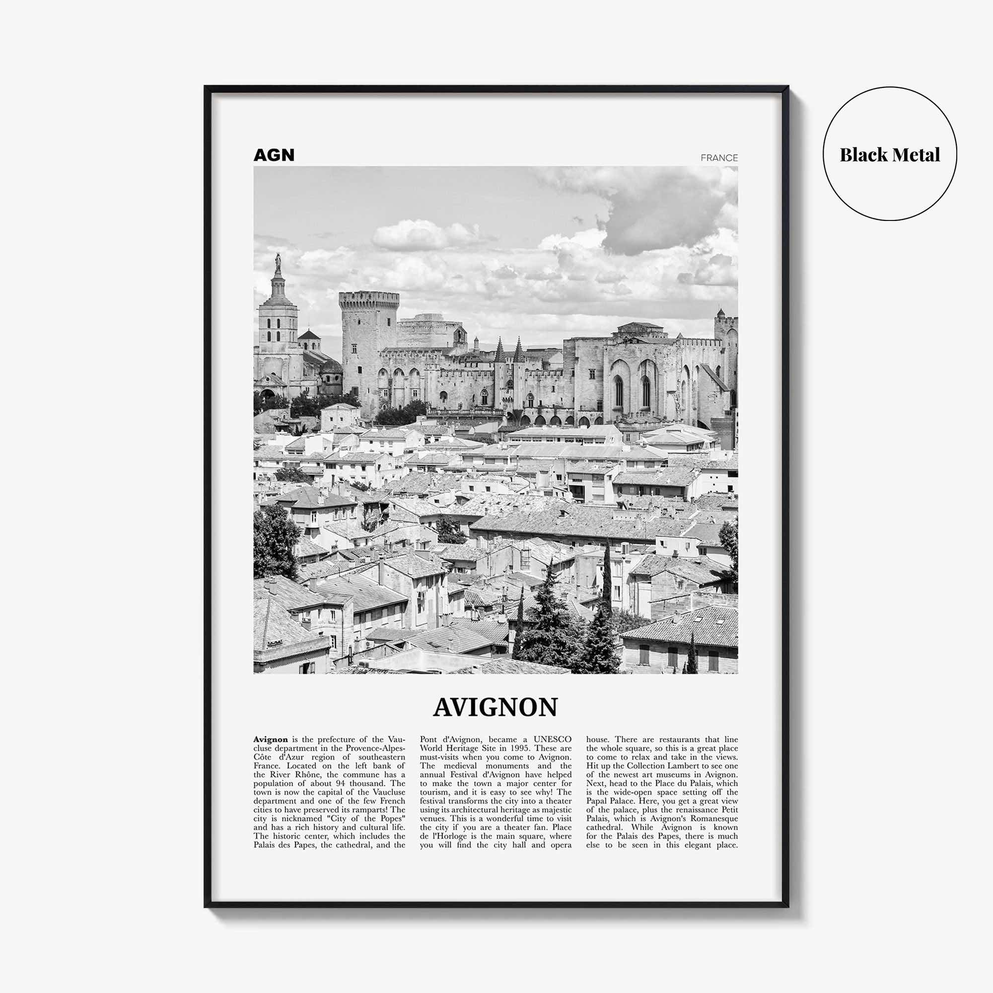 Avignon Print Black and White, Avignon Wall Art, Avignon Poster, Avignon Photo, Avignon Wall Décor, France, Avenio, Alpes-Côte d'Azur