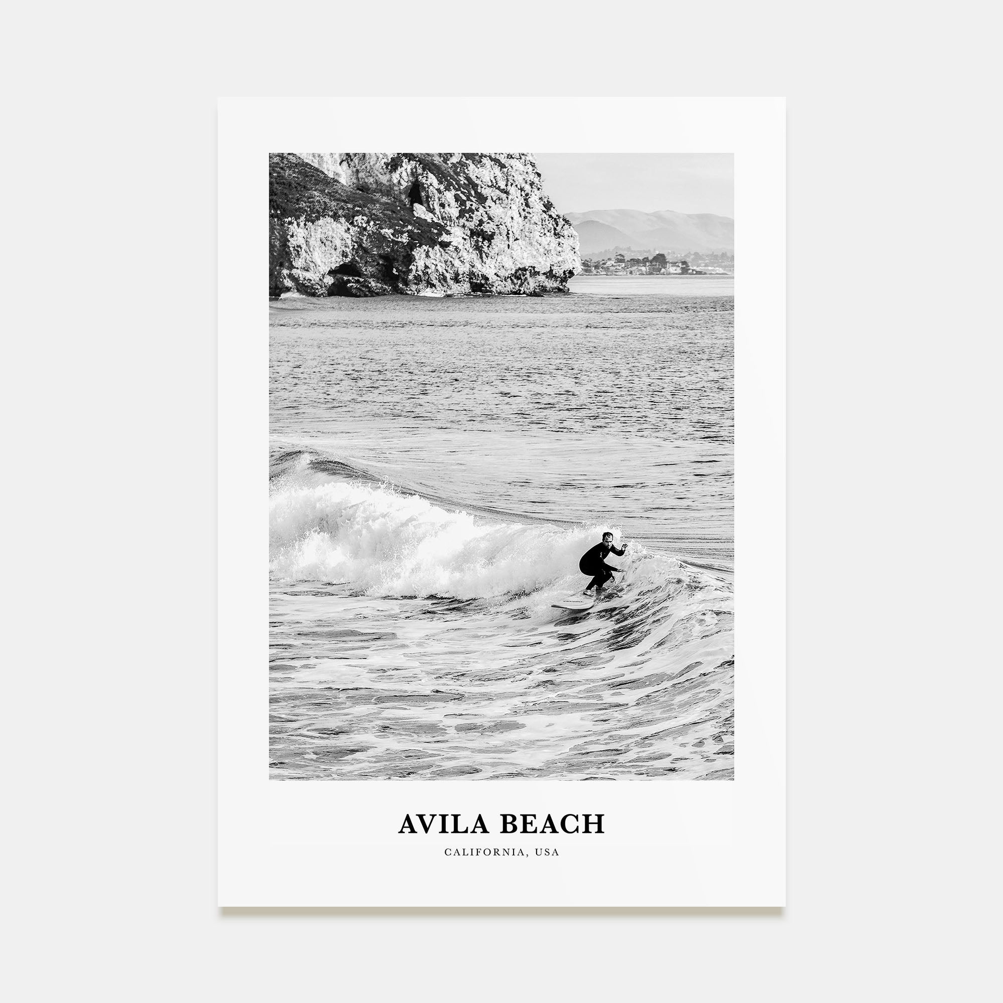 Avila Beach Portrait B&W No 2 Poster