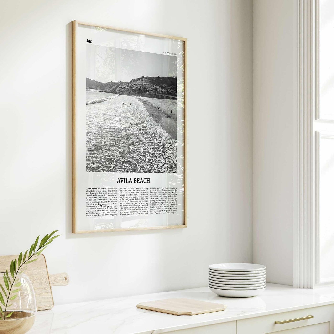 Avila Beach Print Black and White No 1, Avila Beach Wall Art, Avila Beach Poster, Avila Beach Photo, California, USA United States