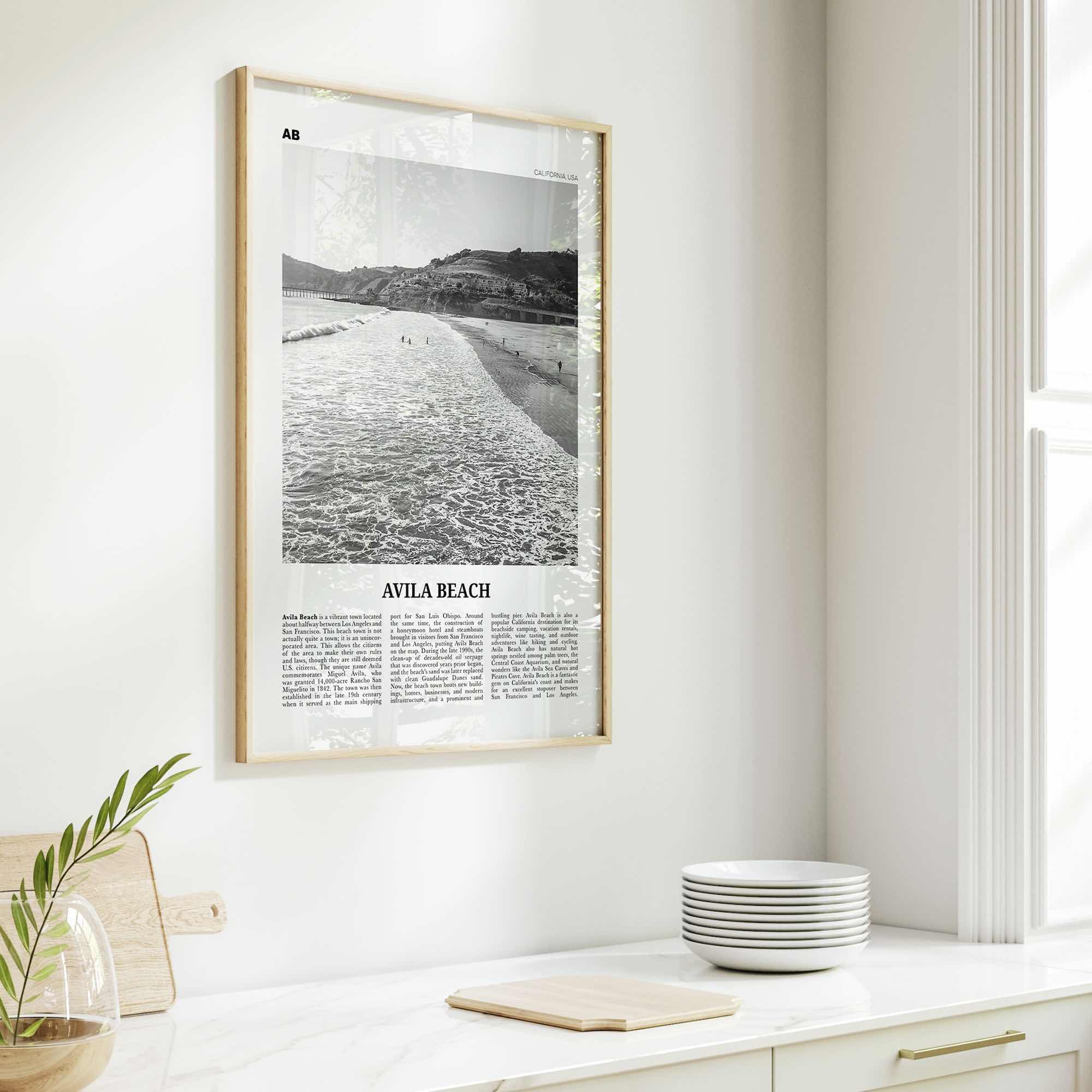 Avila Beach Print Black and White No 1, Avila Beach Wall Art, Avila Beach Poster, Avila Beach Photo, California, USA United States