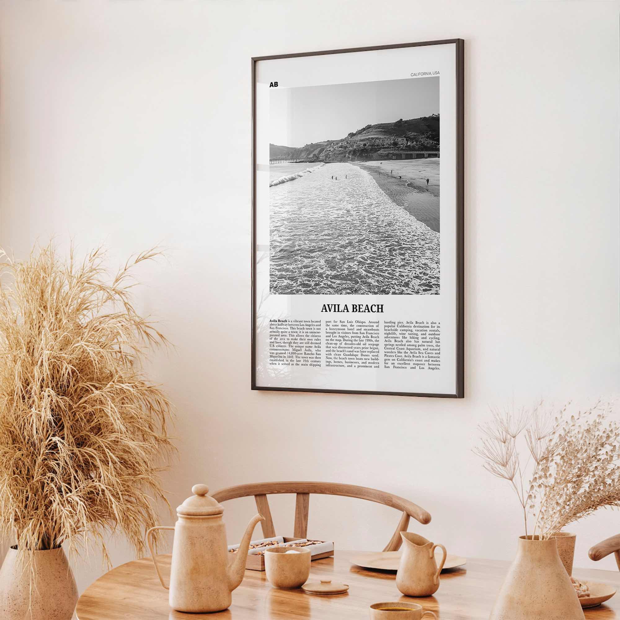 Avila Beach Print Black and White No 1, Avila Beach Wall Art, Avila Beach Poster, Avila Beach Photo, California, USA United States