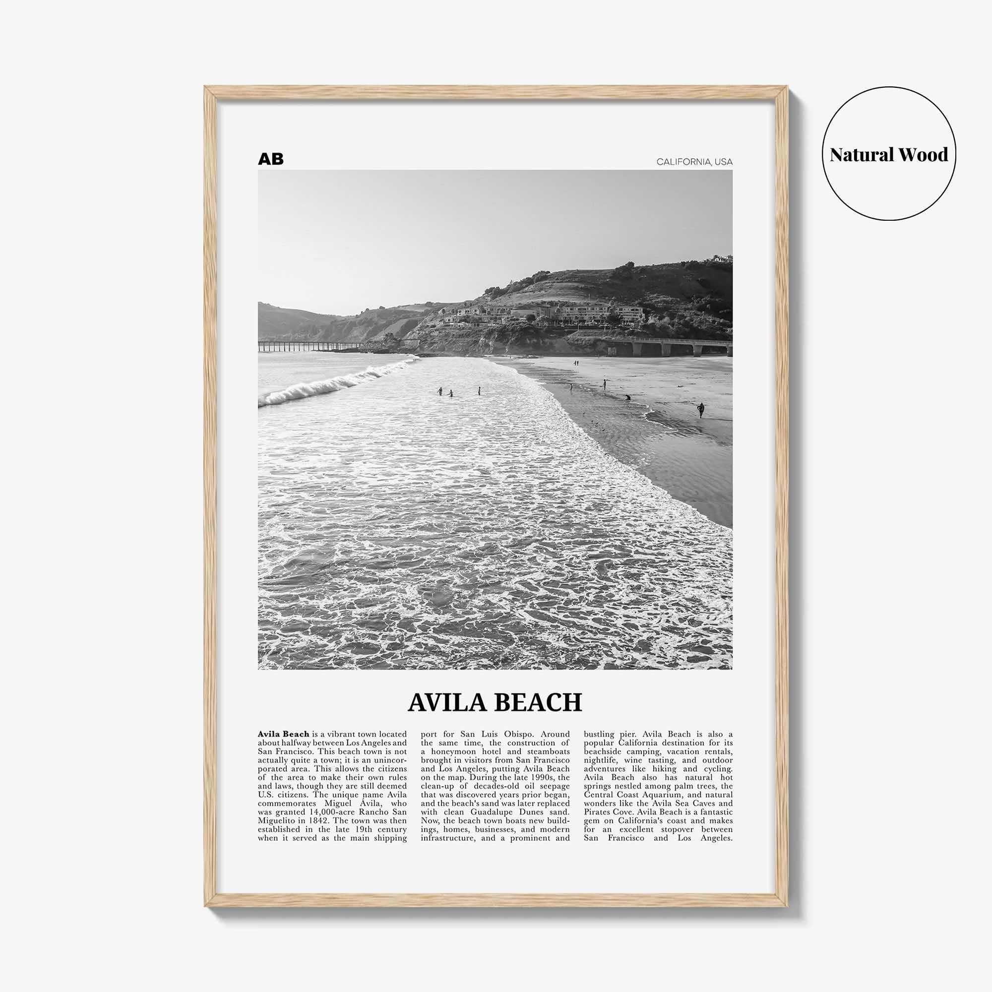 Avila Beach Print Black and White No 1, Avila Beach Wall Art, Avila Beach Poster, Avila Beach Photo, California, USA United States