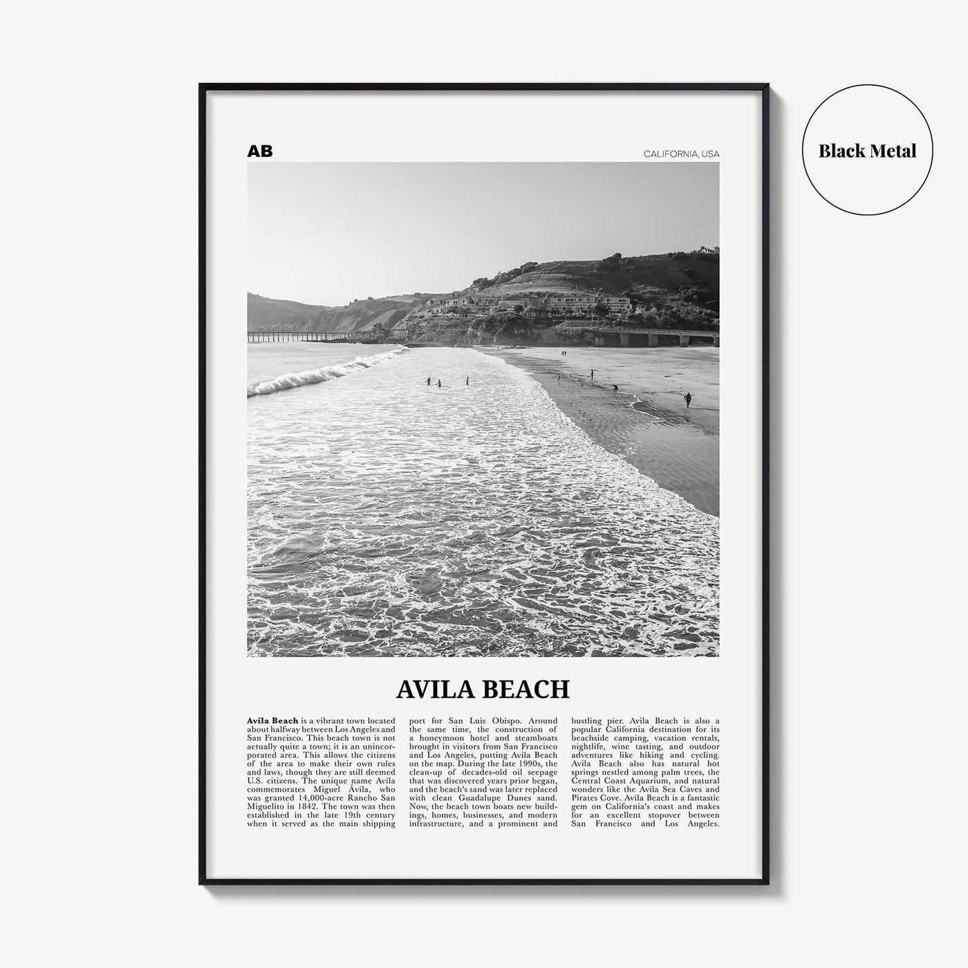 Avila Beach Print Black and White No 1, Avila Beach Wall Art, Avila Beach Poster, Avila Beach Photo, California, USA United States