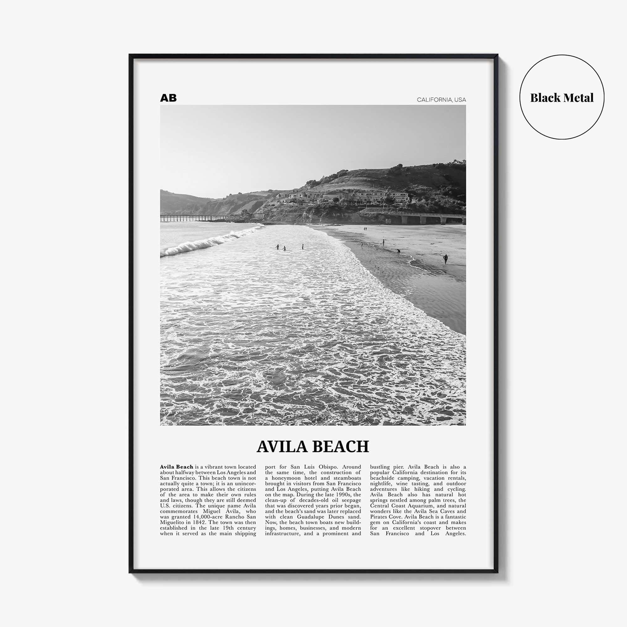 Avila Beach Print Black and White No 1, Avila Beach Wall Art, Avila Beach Poster, Avila Beach Photo, California, USA United States