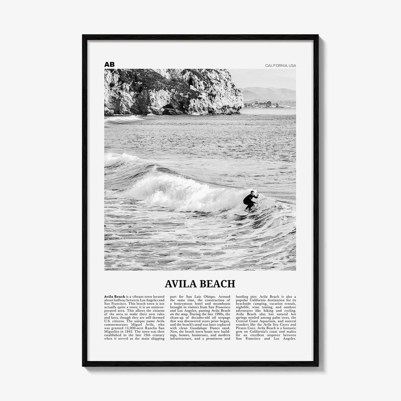 Avila Beach Print Black and White No 2, Avila Beach Wall Art, Avila Beach Poster, Avila Beach Photo, California, USA United States, America