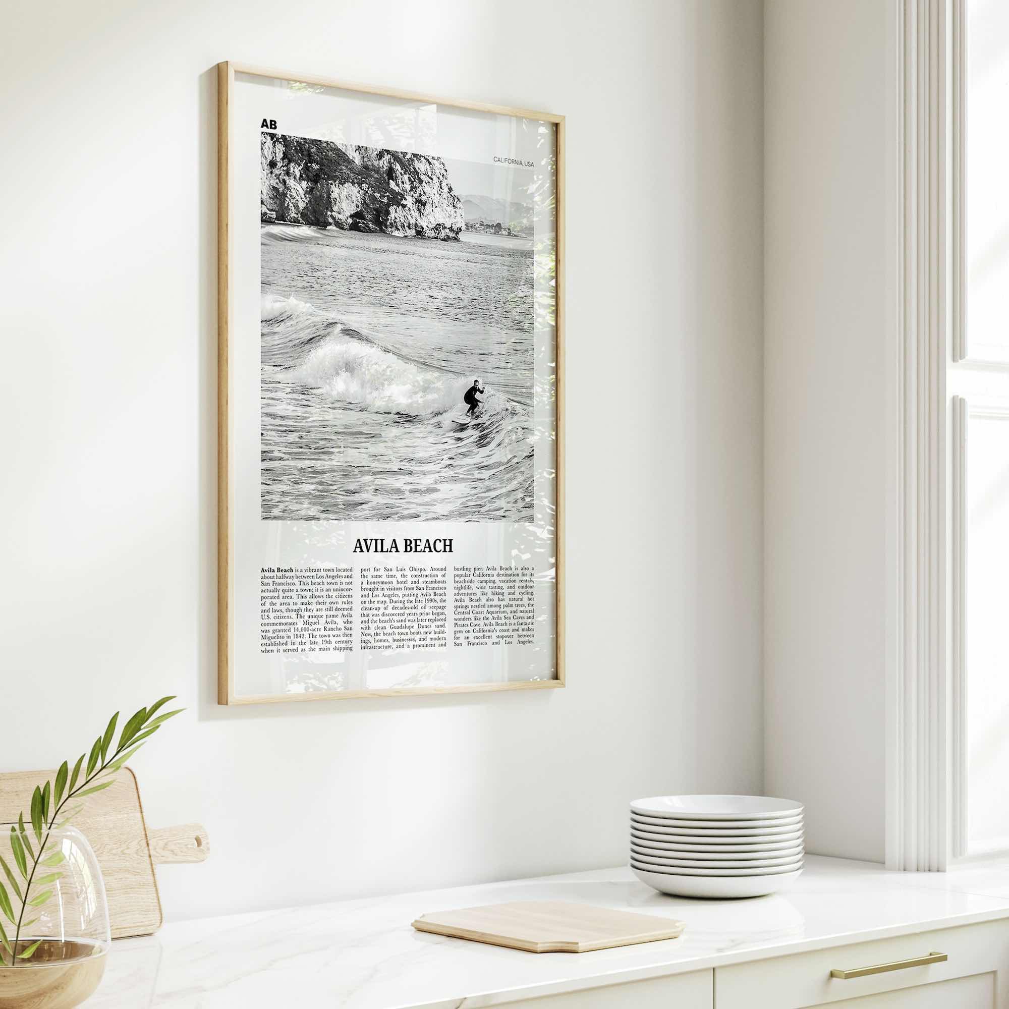 Avila Beach Print Black and White No 2, Avila Beach Wall Art, Avila Beach Poster, Avila Beach Photo, California, USA United States, America