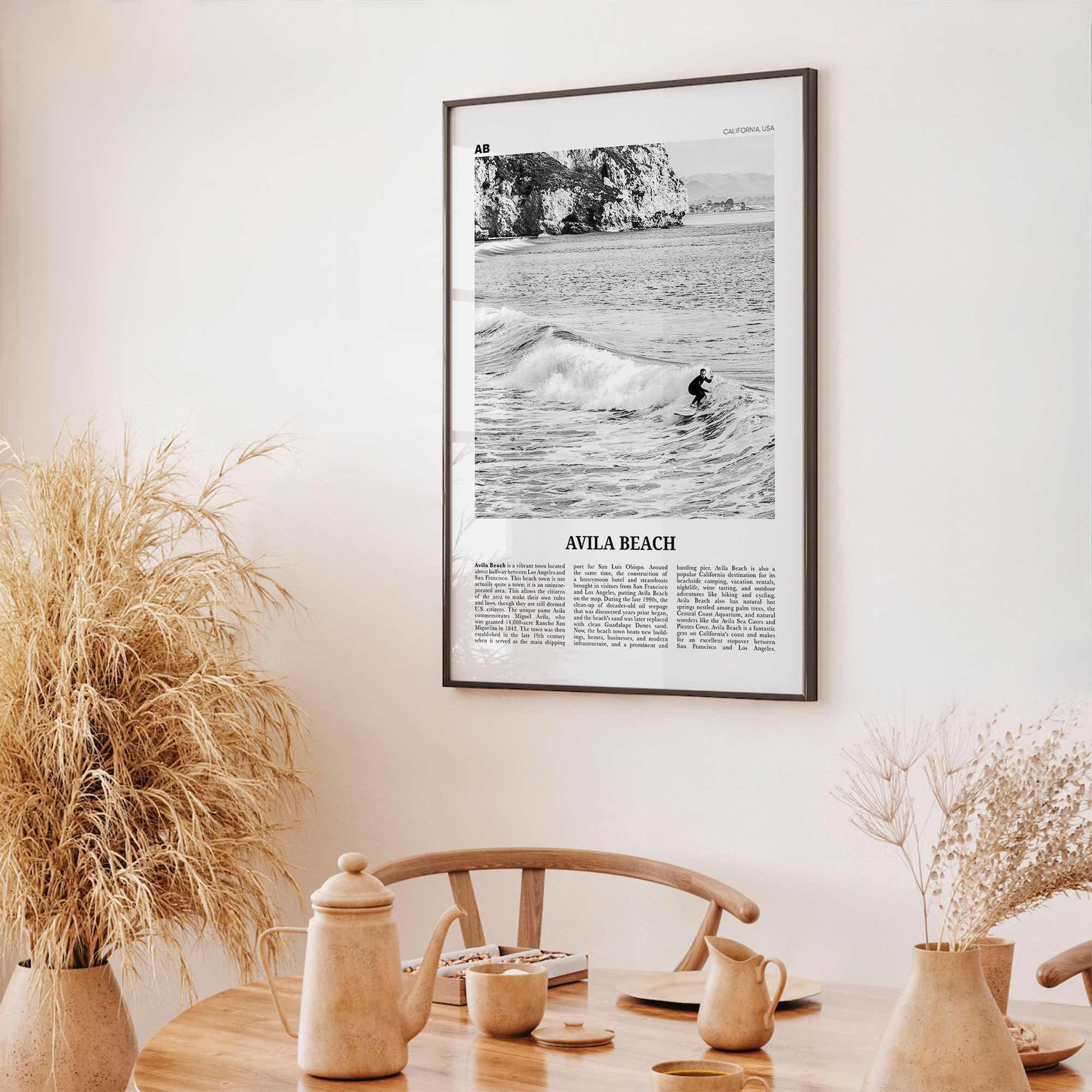 Avila Beach Print Black and White No 2, Avila Beach Wall Art, Avila Beach Poster, Avila Beach Photo, California, USA United States, America