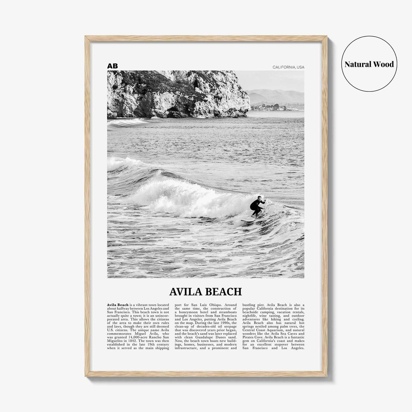 Avila Beach Print Black and White No 2, Avila Beach Wall Art, Avila Beach Poster, Avila Beach Photo, California, USA United States, America