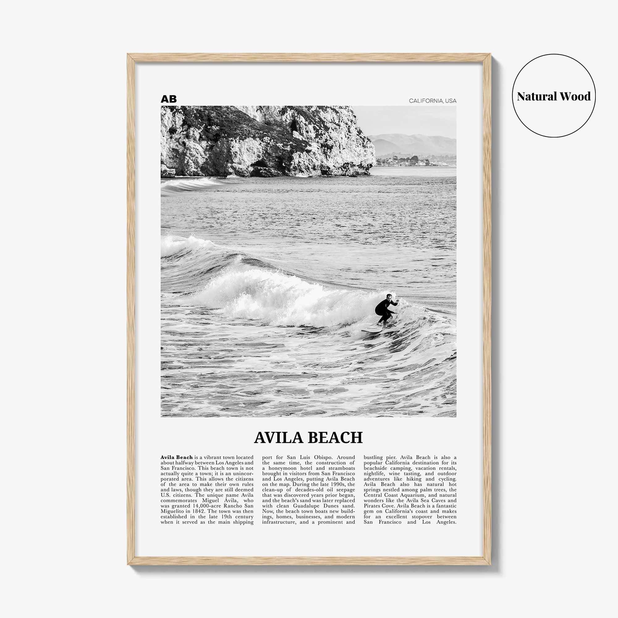 Avila Beach Print Black and White No 2, Avila Beach Wall Art, Avila Beach Poster, Avila Beach Photo, California, USA United States, America