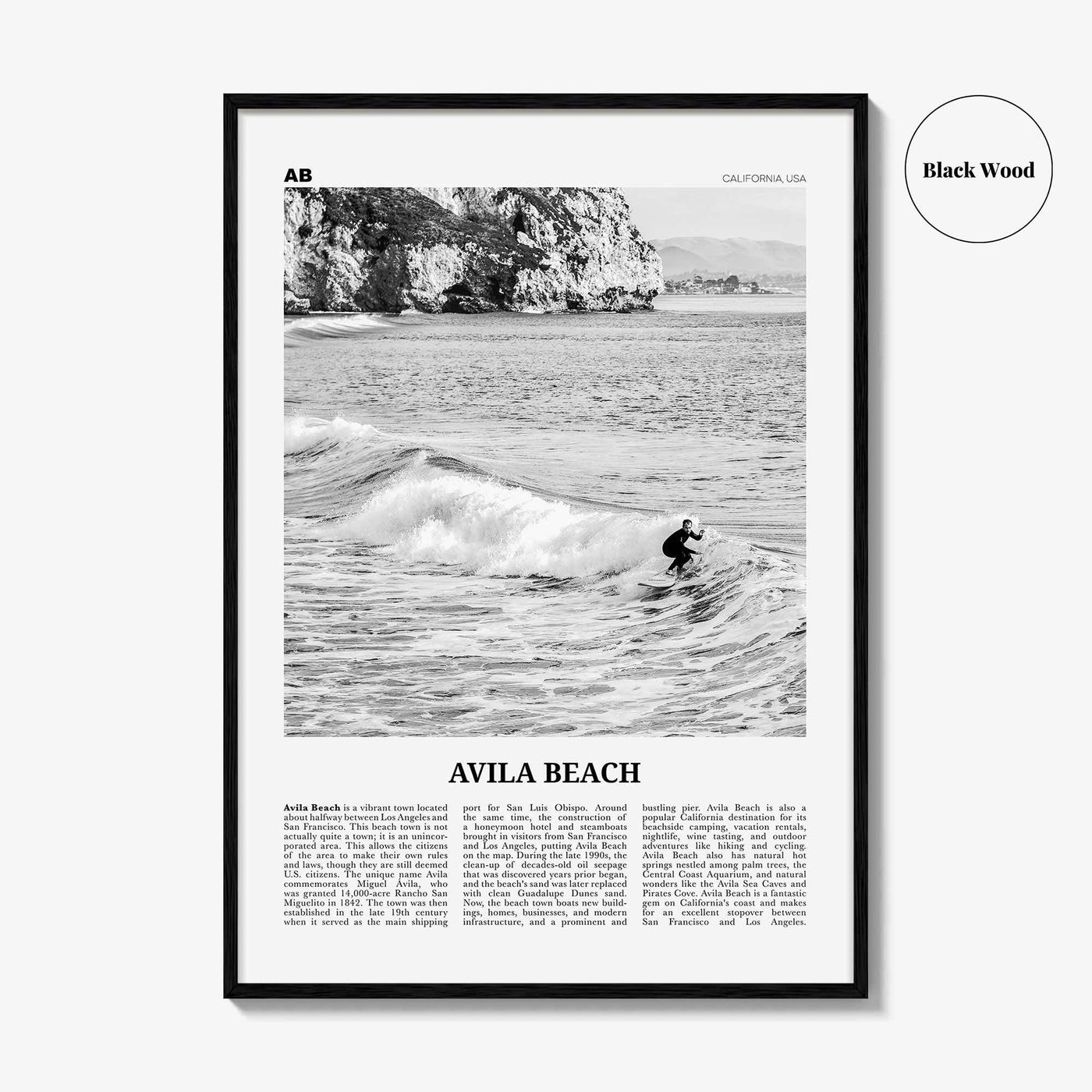 Avila Beach Print Black and White No 2, Avila Beach Wall Art, Avila Beach Poster, Avila Beach Photo, California, USA United States, America
