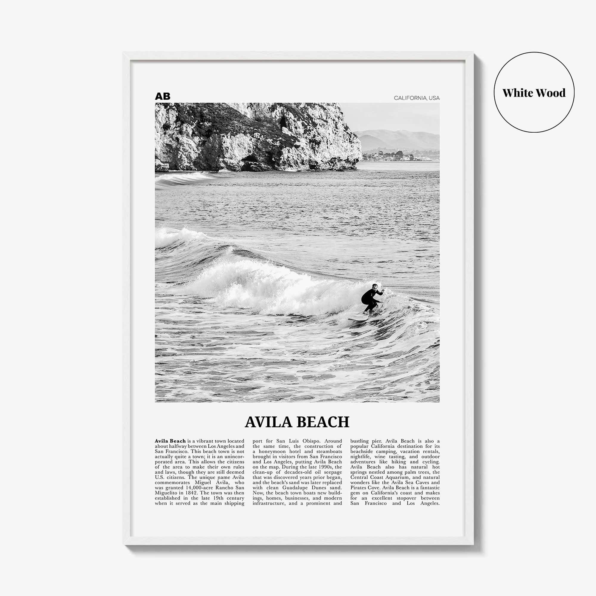 Avila Beach Print Black and White No 2, Avila Beach Wall Art, Avila Beach Poster, Avila Beach Photo, California, USA United States, America