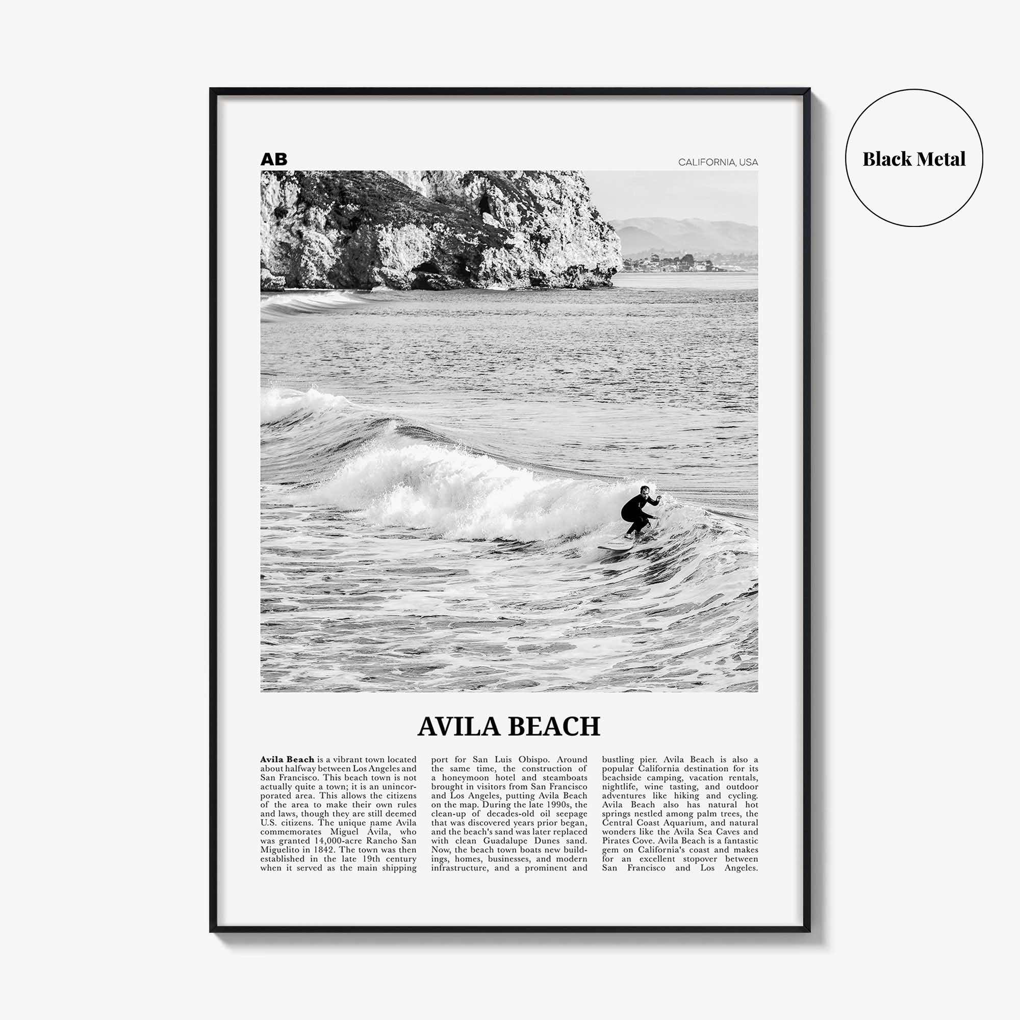 Avila Beach Print Black and White No 2, Avila Beach Wall Art, Avila Beach Poster, Avila Beach Photo, California, USA United States, America