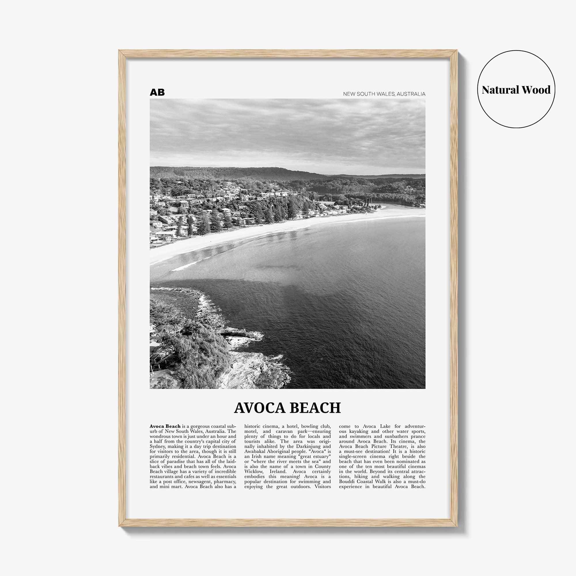Avoca Beach Print Black and White, Avoca Beach Wall Art, Avoca Beach Poster, Avoca Beach Photo, Avoca Beach Décor, New South Wales Australia
