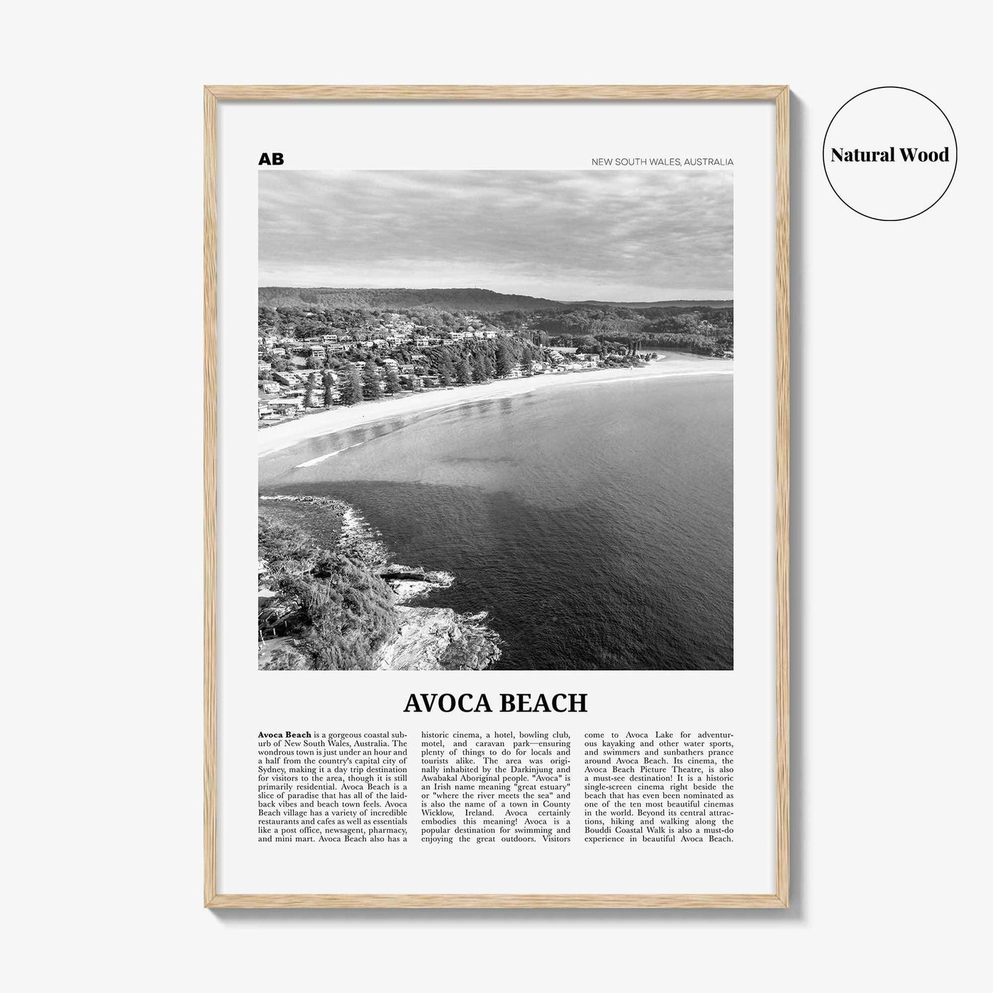Avoca Beach Print Black and White, Avoca Beach Wall Art, Avoca Beach Poster, Avoca Beach Photo, Avoca Beach Décor, New South Wales Australia