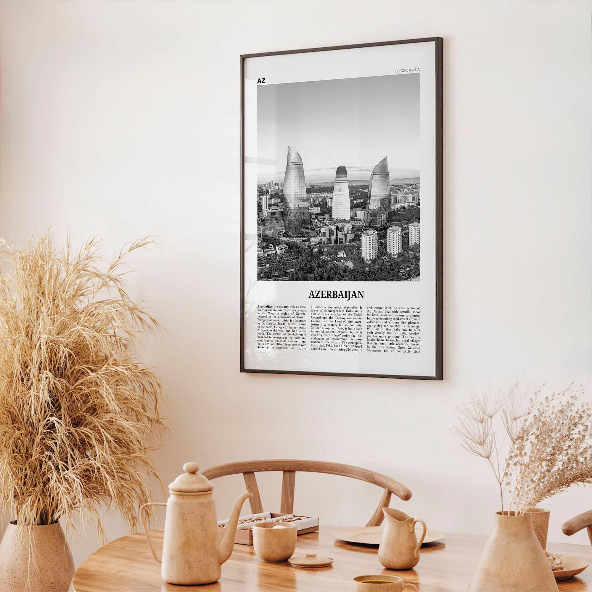 Azerbaijan Print Black and White, Azerbaijan Wall Art, Azerbaijan Poster, Azerbaijan Photo, Azerbaijan Wall Decor, Azərbaycan, Baku, Asia