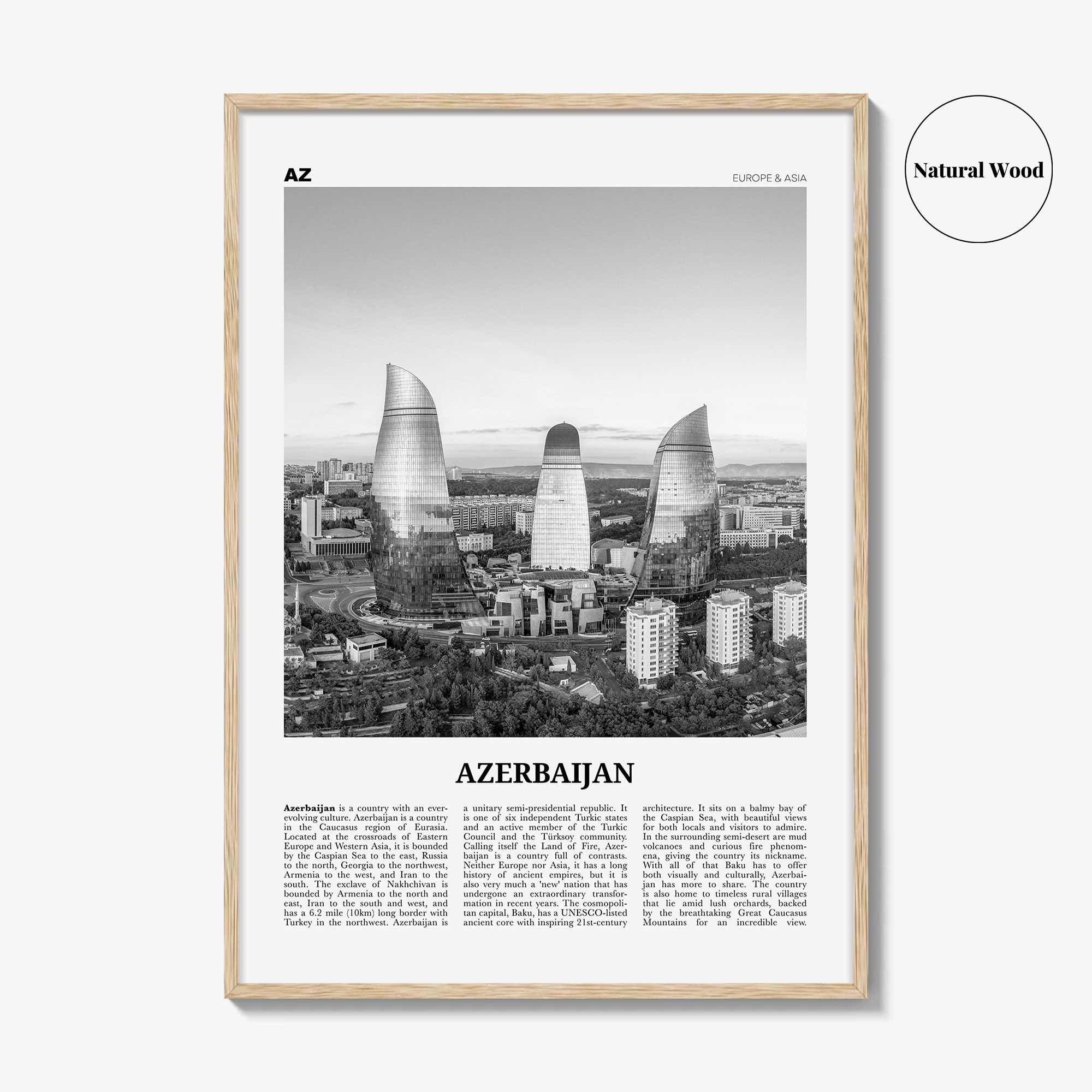 Azerbaijan Print Black and White, Azerbaijan Wall Art, Azerbaijan Poster, Azerbaijan Photo, Azerbaijan Wall Decor, Azərbaycan, Baku, Asia