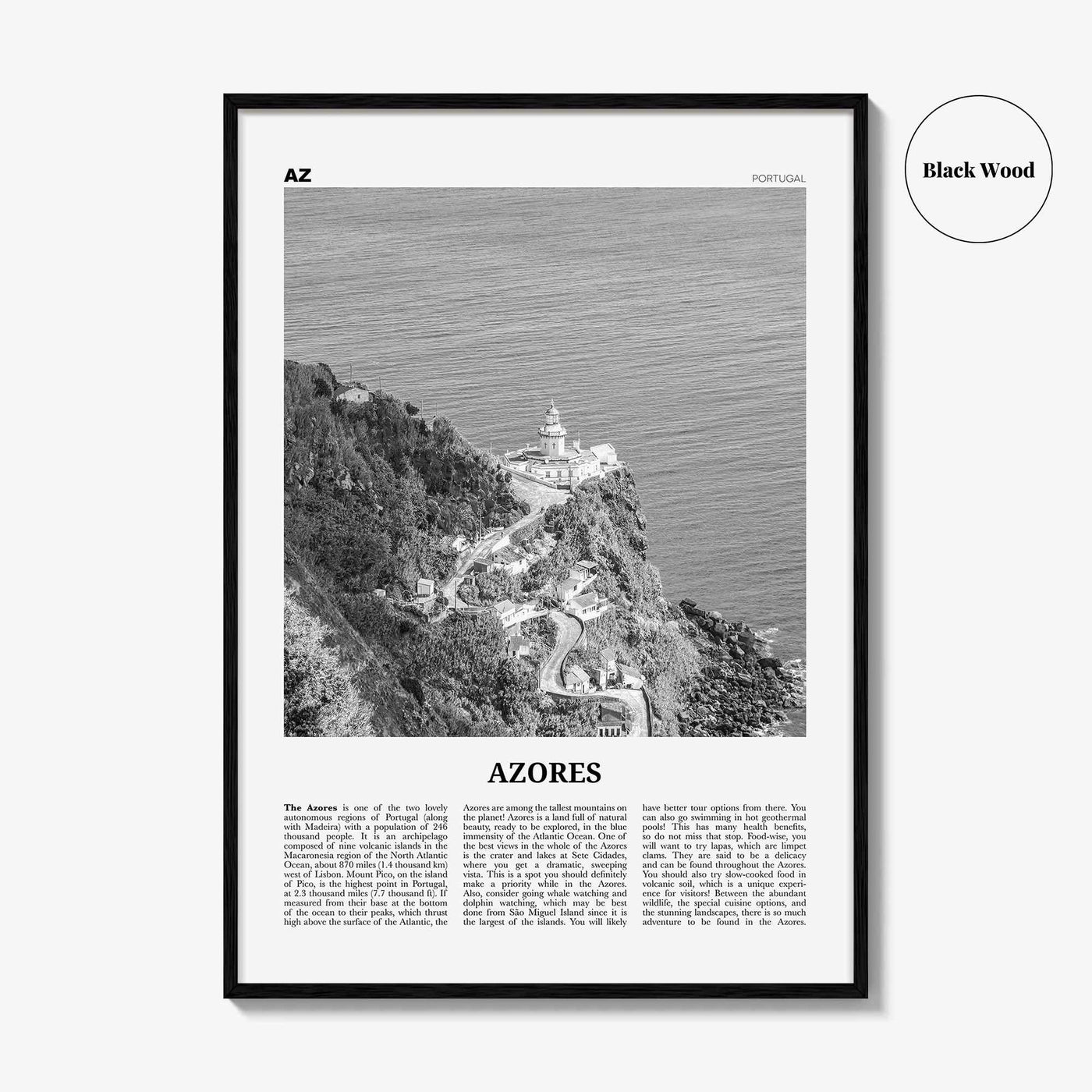 Azores Print Black and White, Azores Wall Art, Azores Poster, Azores Photo, Azores, Açores, Portugal, São Miguel, Pico, Terceira, Flores