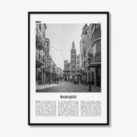 Badajoz Print Black and White, Badajoz Wall Art, Badajoz Poster, Badajoz Photo, Badajoz Wall Décor, Badajoz Map, Spain