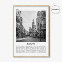 Badajoz Print Black and White, Badajoz Wall Art, Badajoz Poster, Badajoz Photo, Badajoz Wall Décor, Badajoz Map, Spain