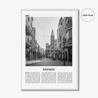 Badajoz Print Black and White, Badajoz Wall Art, Badajoz Poster, Badajoz Photo, Badajoz Wall Décor, Badajoz Map, Spain