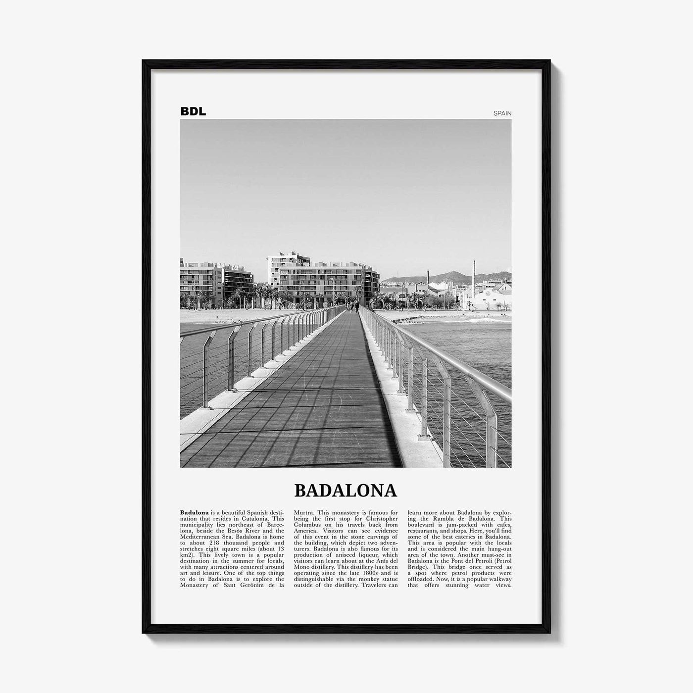 Badalona Print Black and White, Badalona Wall Art, Badalona Poster, Badalona Photo, Badalona Wall Décor, Badalona Map, Spain