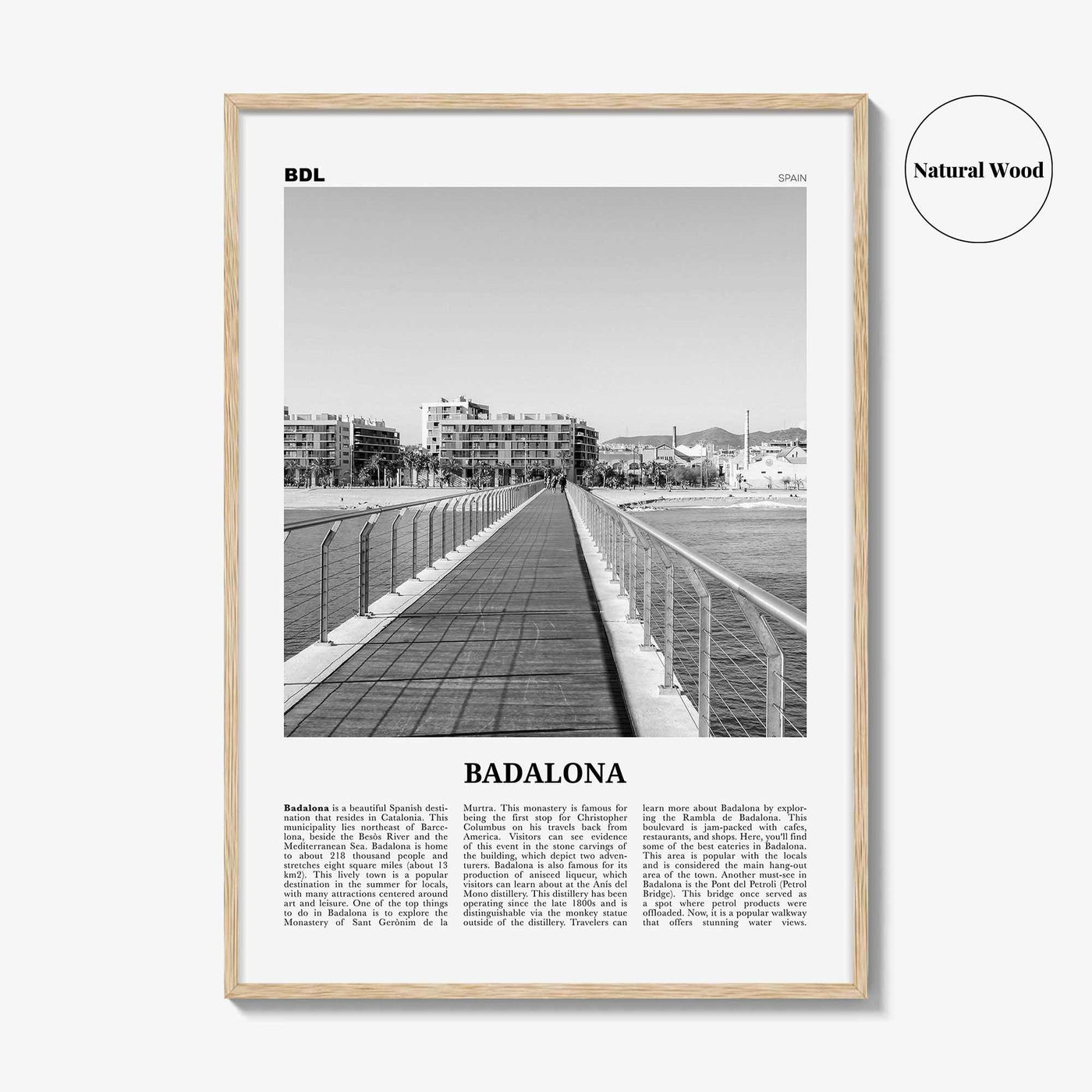 Badalona Print Black and White, Badalona Wall Art, Badalona Poster, Badalona Photo, Badalona Wall Décor, Badalona Map, Spain
