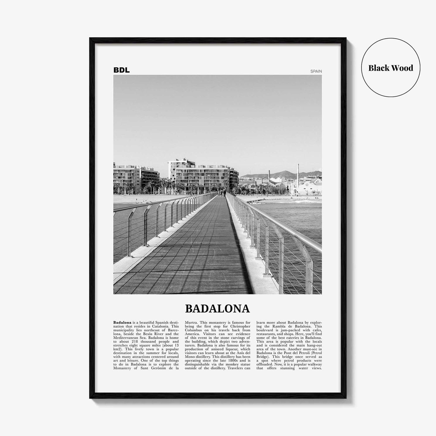Badalona Print Black and White, Badalona Wall Art, Badalona Poster, Badalona Photo, Badalona Wall Décor, Badalona Map, Spain