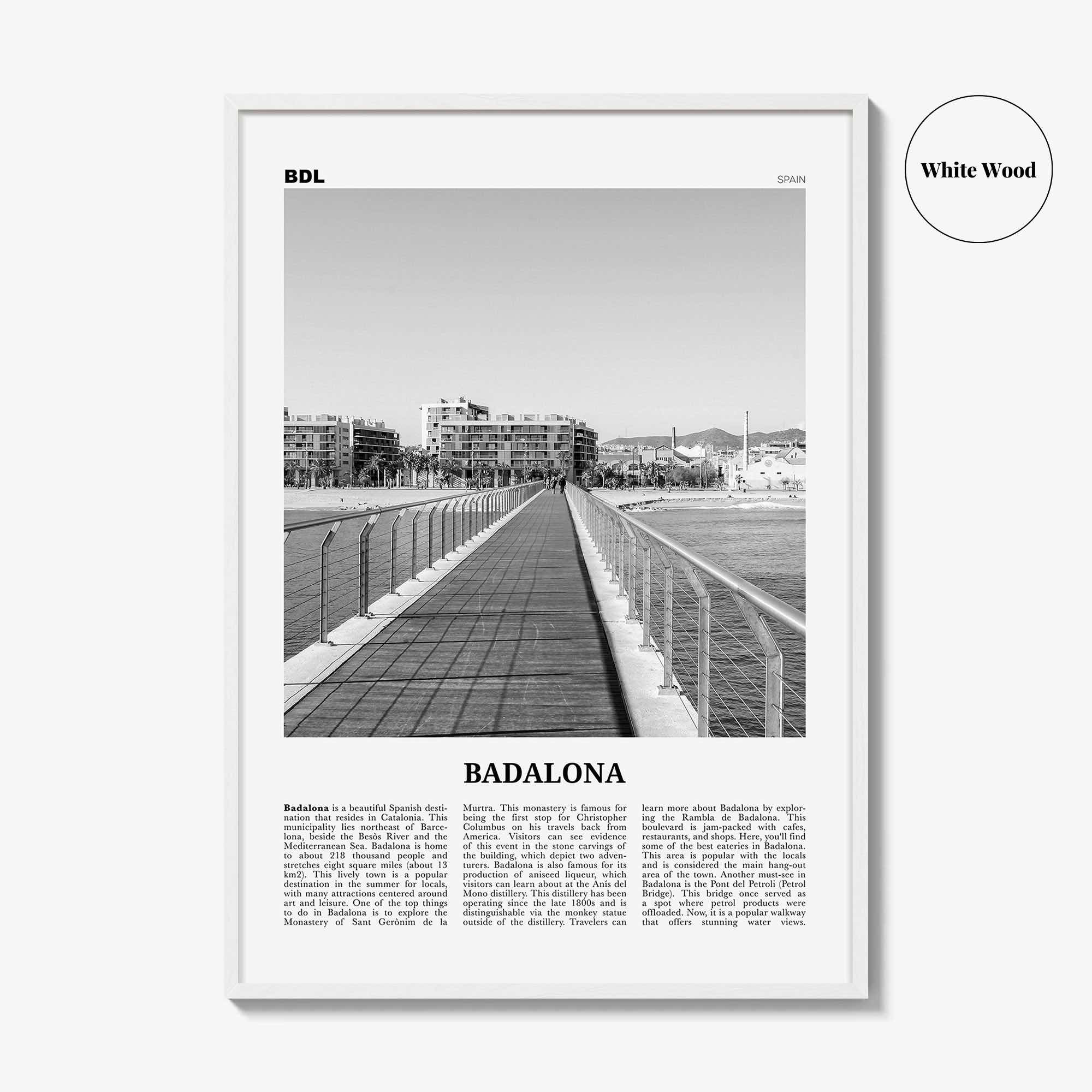 Badalona Print Black and White, Badalona Wall Art, Badalona Poster, Badalona Photo, Badalona Wall Décor, Badalona Map, Spain