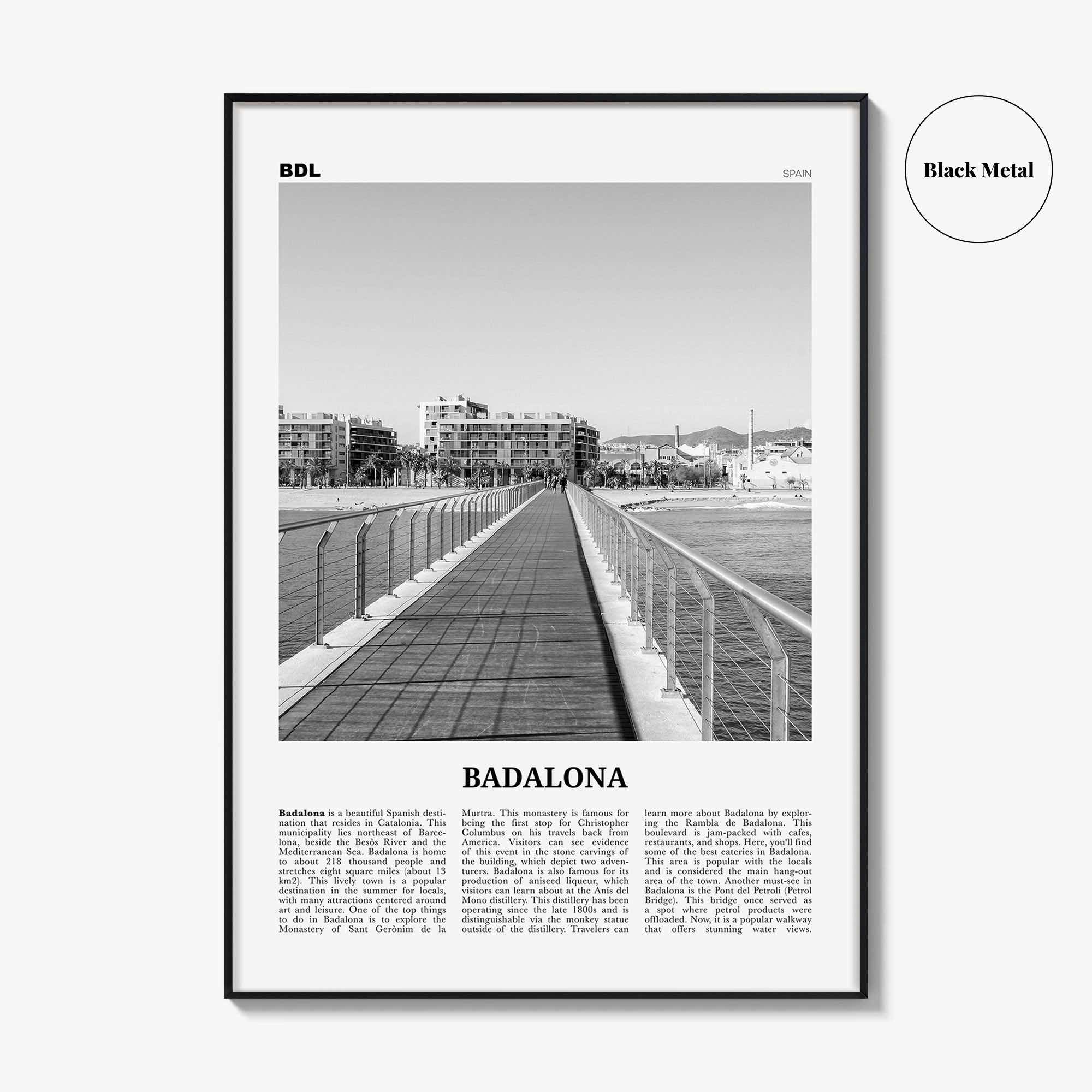 Badalona Print Black and White, Badalona Wall Art, Badalona Poster, Badalona Photo, Badalona Wall Décor, Badalona Map, Spain