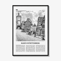 Baden Wurttemberg Print Black and White No 1, Baden-Wurttemberg Wall Art, Baden-Wurttemberg Poster, Baden-Wurttemberg Photo, Wurttemberg Map
