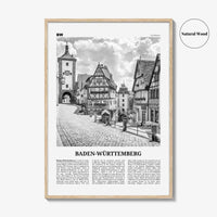Baden Wurttemberg Print Black and White No 1, Baden-Wurttemberg Wall Art, Baden-Wurttemberg Poster, Baden-Wurttemberg Photo, Wurttemberg Map