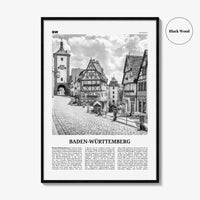 Baden Wurttemberg Print Black and White No 1, Baden-Wurttemberg Wall Art, Baden-Wurttemberg Poster, Baden-Wurttemberg Photo, Wurttemberg Map