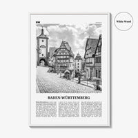 Baden Wurttemberg Print Black and White No 1, Baden-Wurttemberg Wall Art, Baden-Wurttemberg Poster, Baden-Wurttemberg Photo, Wurttemberg Map