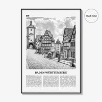 Baden Wurttemberg Print Black and White No 1, Baden-Wurttemberg Wall Art, Baden-Wurttemberg Poster, Baden-Wurttemberg Photo, Wurttemberg Map