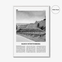 Baden Wurttemberg Print Black and White No 2, Baden-Wurttemberg Wall Art, Baden-Wurttemberg Poster, Baden-Wurttemberg Photo, Wurttemberg Map