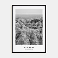Badlands National Park Portrait B&W Poster