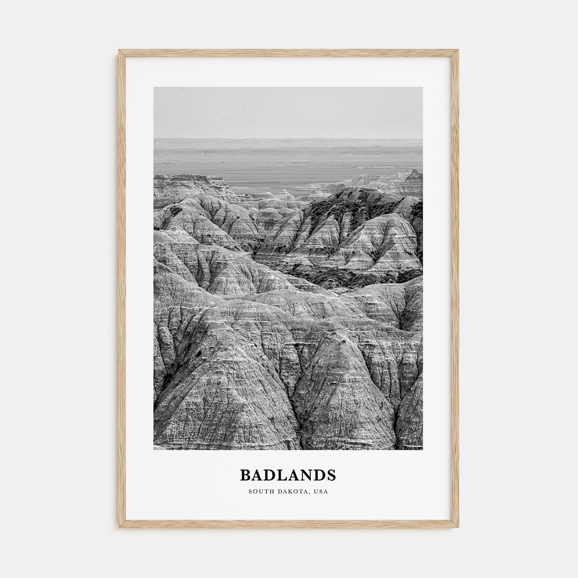 Badlands National Park Portrait B&W Poster