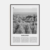 Badlands National Park Travel B&W Poster